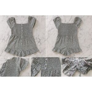 Art Class Romper Girl L 10/12‎ Smocked Ruffle Puff Sleeves Cottagecore Casual